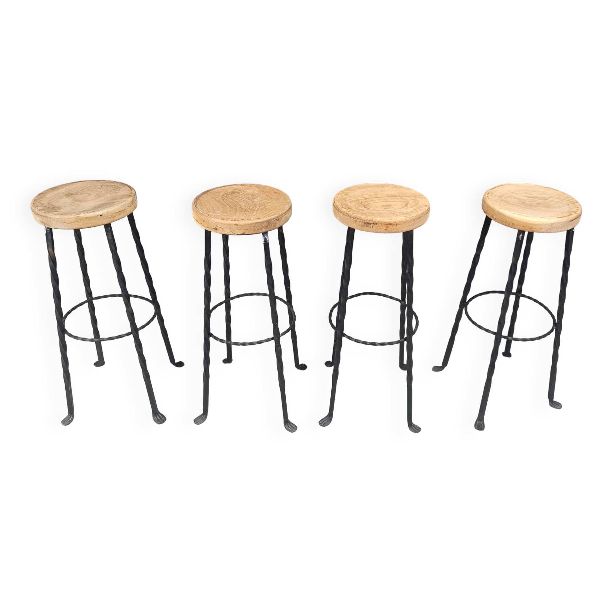 Vintage french wrought iron bar stools, 1960s - set of 4