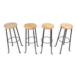 Vintage french wrought iron bar stools, 1960s - set of 4