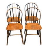 Set of 4 vintage spindle chairs in Windsor/Scandinavian style.