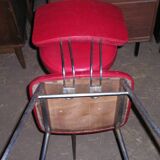Set of 60s bar seats in chrome metal and red leatherette