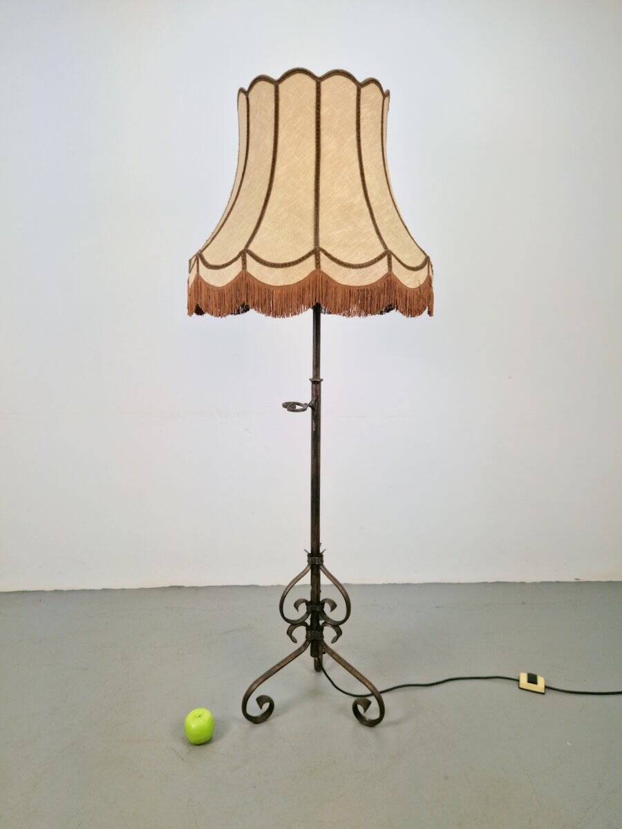 Adjustable Wrought Iron Floor Lamp, 1930s