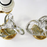 Lampes vintage françaises en cristal et laiton