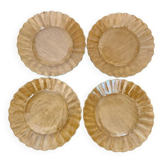 Lot de quatre assiettes Marguerite vintage Duralex