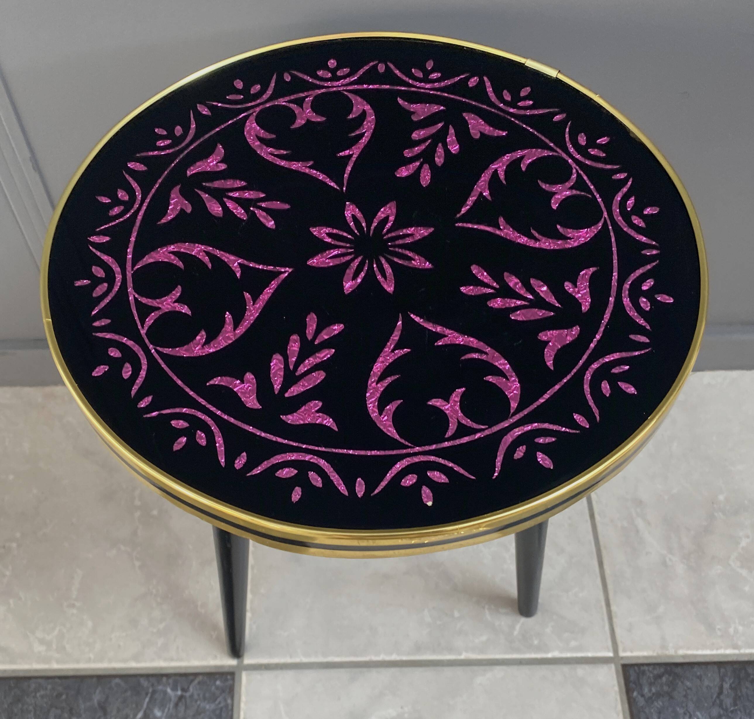 Petite table de plante en verre rond des années 1960