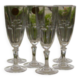 Set of 6 arques crystal champagne flutes. bergamo model.