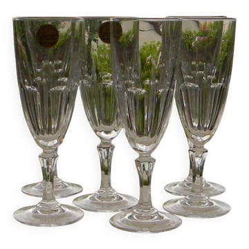 Lot de 6 flûtes à champagne en cristal d'arques. modèle bergamo.