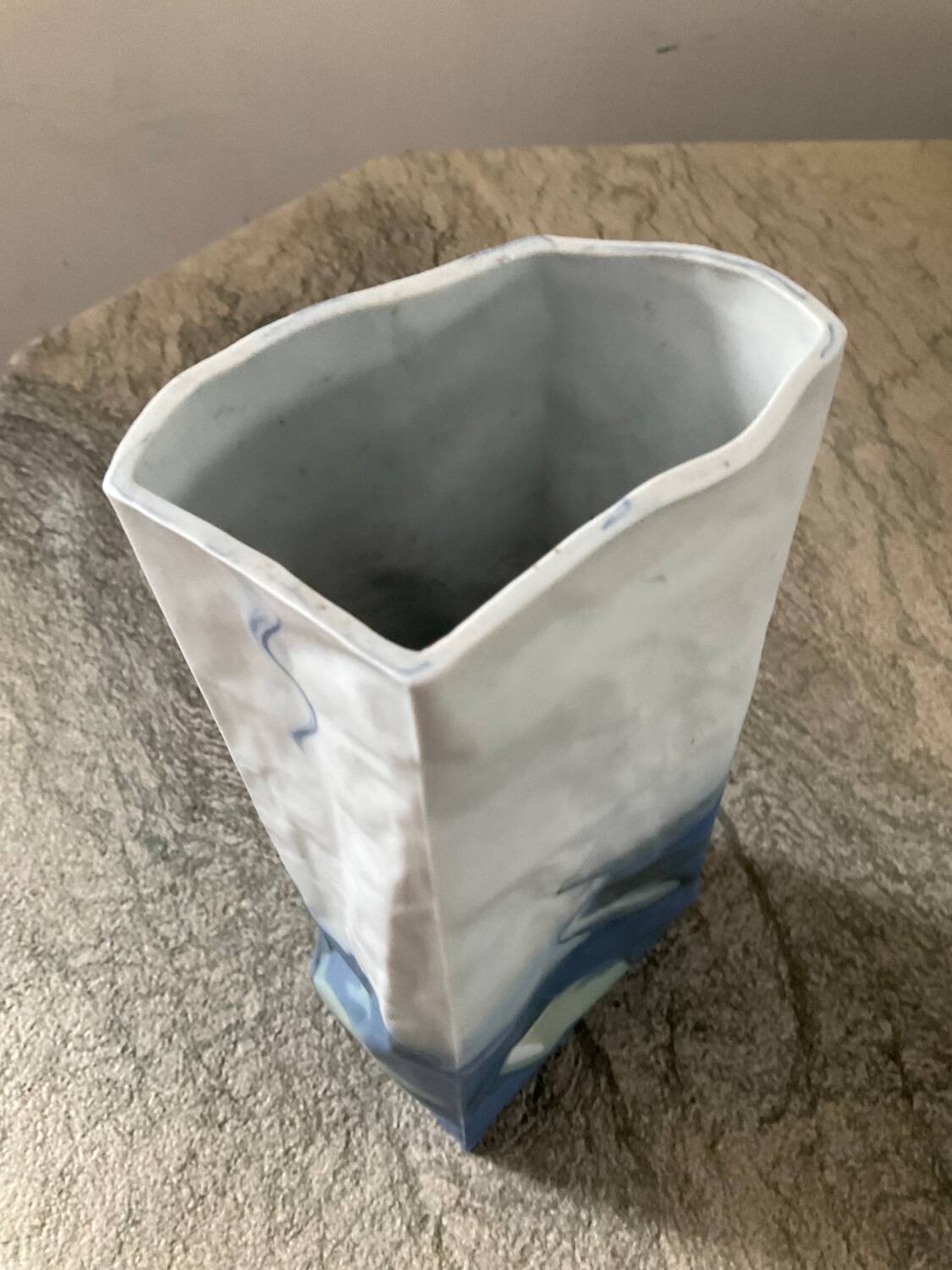 Vintage crumpled porcelain vase