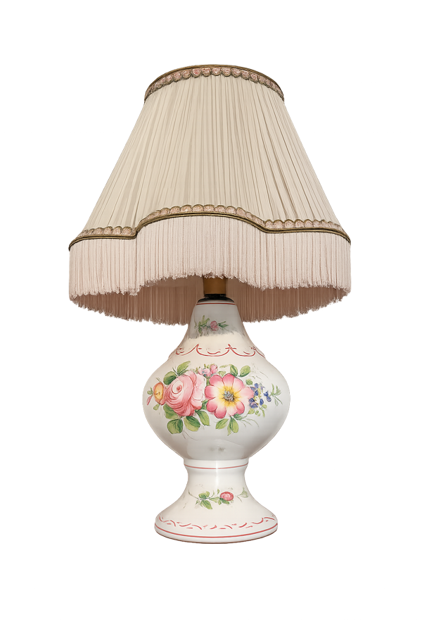 Lampe ancienne en faïence peinte main Colas Roger Clamecy