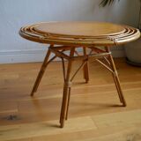 Vintage round rattan coffee table