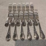 12 silver plated table forks by Christofle Marly, 20.7cm