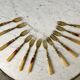 set of 12 horn dessert forks from the 50s