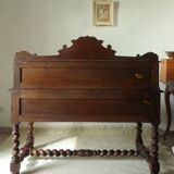 Neo-Renaissance oak cash desk and step
