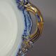 Beautiful covered tripod compote dish in blue and gold earthenware from the late 19th century SC