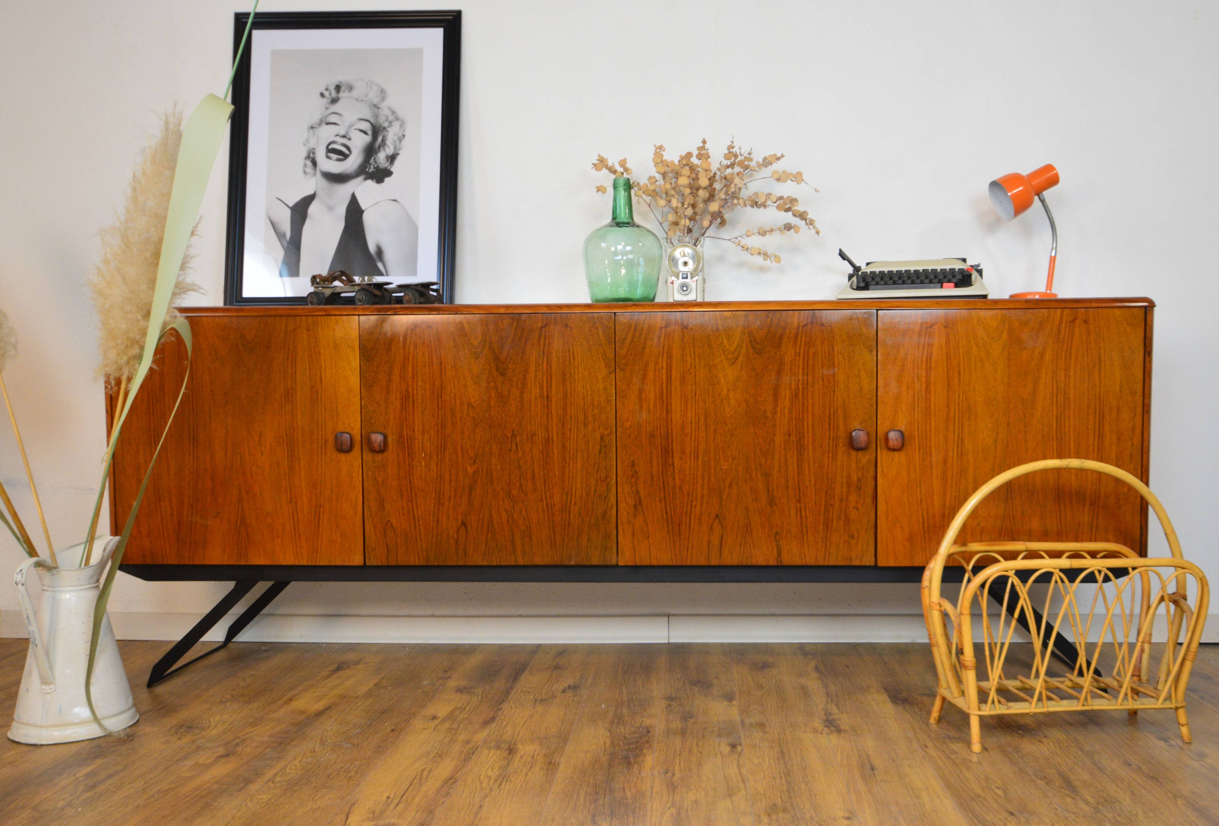 Scandian rosewood and metal sideboard