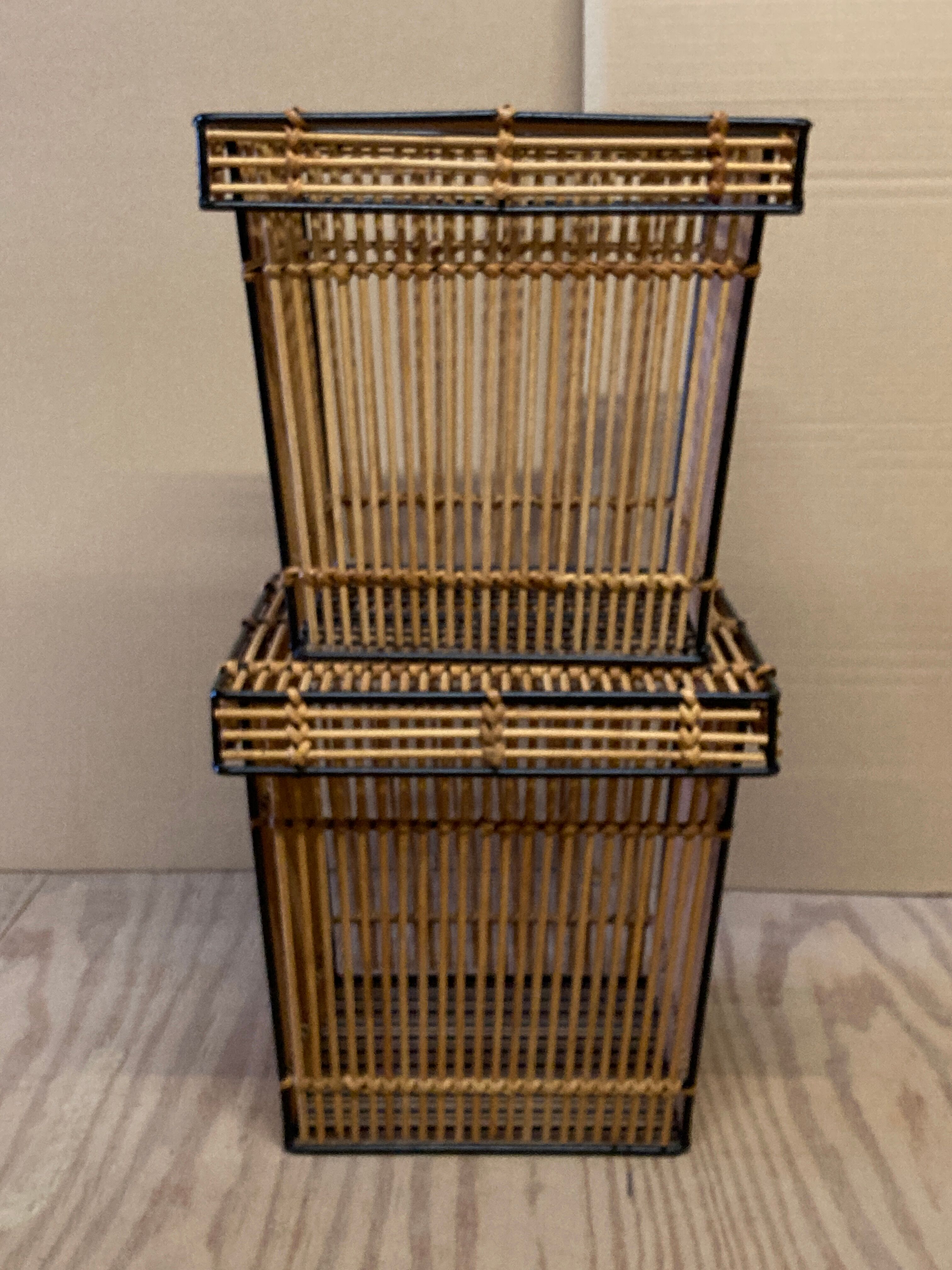 Boîtes ou paniers vintage en rotin et osier par Rohe Noordwolde, années 1960