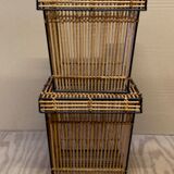 Vintage rattan wicker boxes or baskets by rohe noordwolde, 1960s