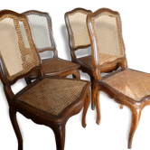 4 Chaises d'époque Louis XV