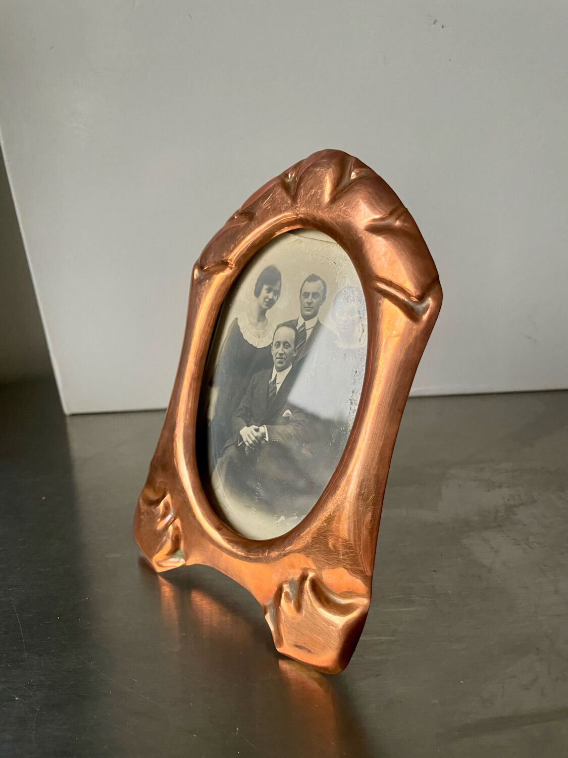 Art nouveau copper and metal photo frame