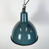 Industrial Petrol Enamel Factory Pendant Lamp, 1960s