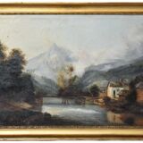 Oil on canvas House by the river