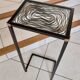 Sellette/table d'appoint fer forgé noir et plateau verre transparent