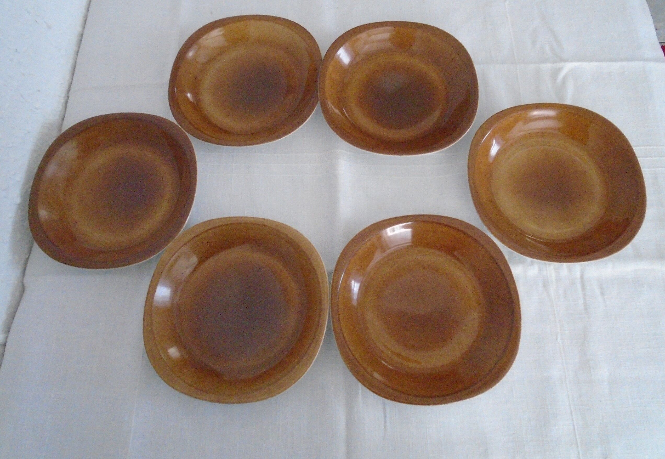6 Hollow e-enamel enamel porcelain plates from Sologne France
