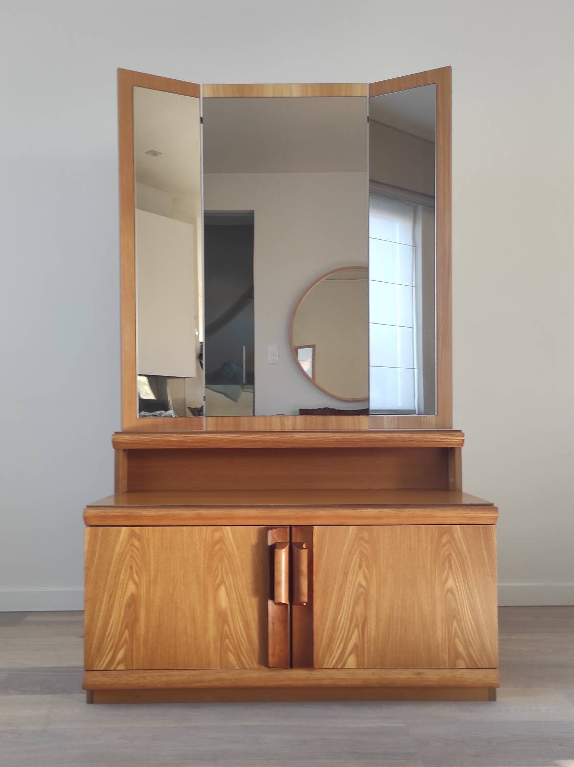 Vintage chest of drawers with triptych mirror, 60's