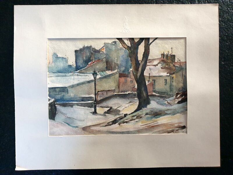 André Duculty (1912-1990) Watercolor on paper "Impasse Dragée sous la neige, Montmartre à Paris"