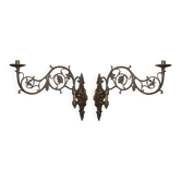 Paire d'appliques murales anciennes en bronze doré