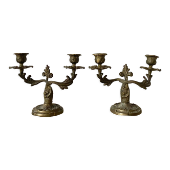 Paire de chandeliers en bronze anciens