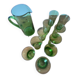 Service d'orangeade vintage en verre vert