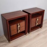 Pair of vintage 1960s bedside tables in rosewood italian design