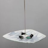 Mid-century Czech glass pendant lamp, chrome, 1960s