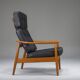 Mid-Century Modern FD 164 Armchair in Teak and Black Leather by Arne Vodder