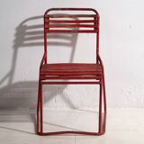 Anciennes chaises de jardin rouges (c.1920). Ensemble de 4 pièces #37