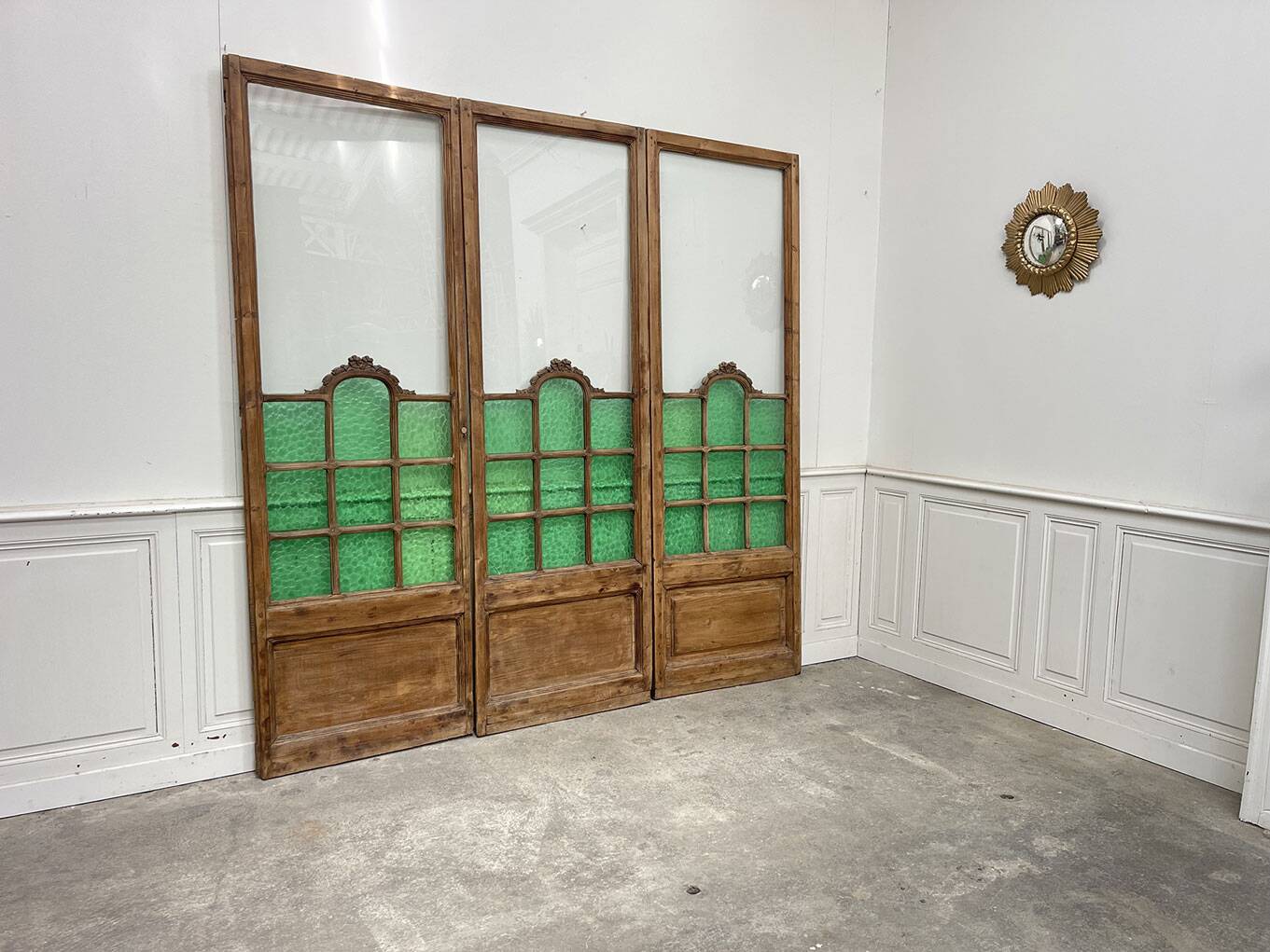 Art Deco Brasserie Screen in Wood and Glass