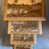 Nesting tables wood marquetry