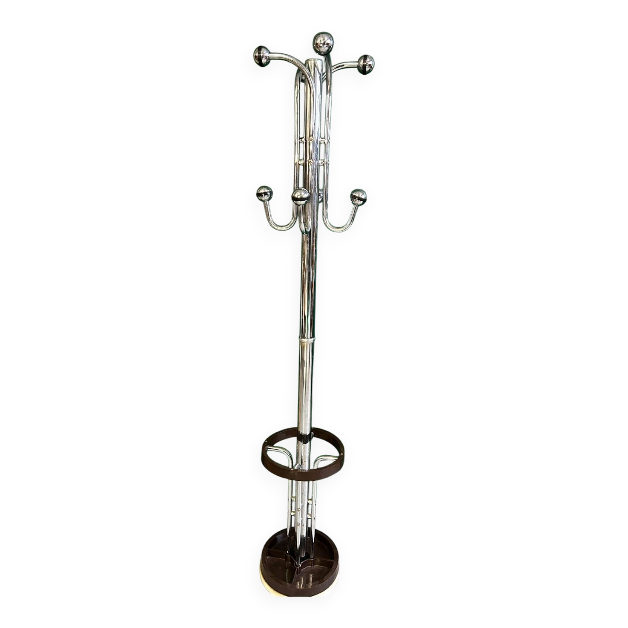 Vintage chrome metal coat rack