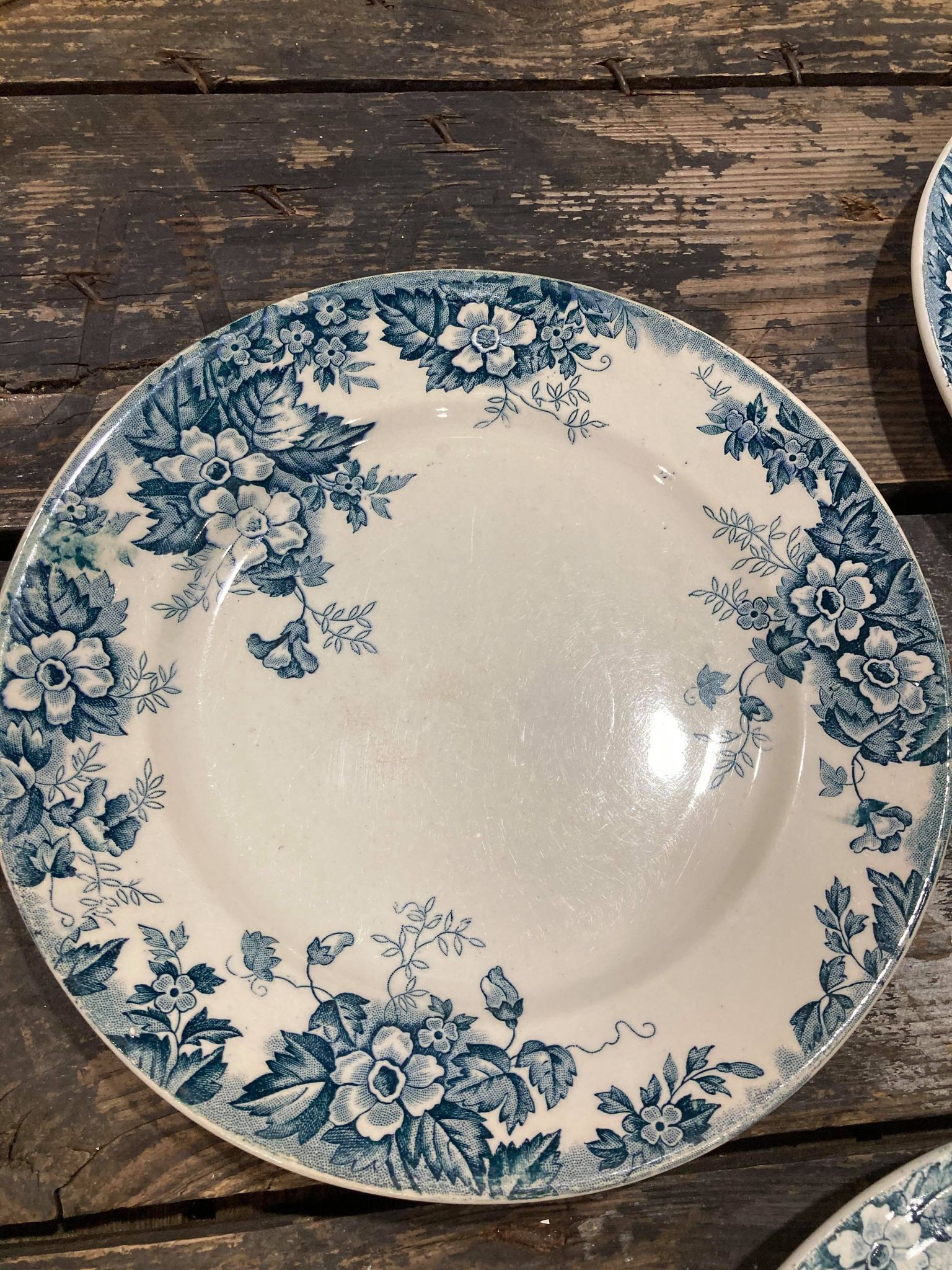 Lot of 6 plates in Terre de Fer Saint Amand - Marie-Louise model hamage
