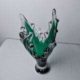 Sommerso vase by seguso in green murano glass, Italy, 1970