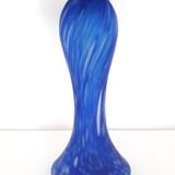 Lampe champignon vintage - pâte de verre bleue et blanche -1970