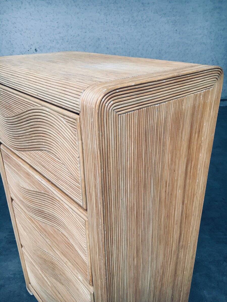 Vintage Rattan High Chest of Drawers, 1980s