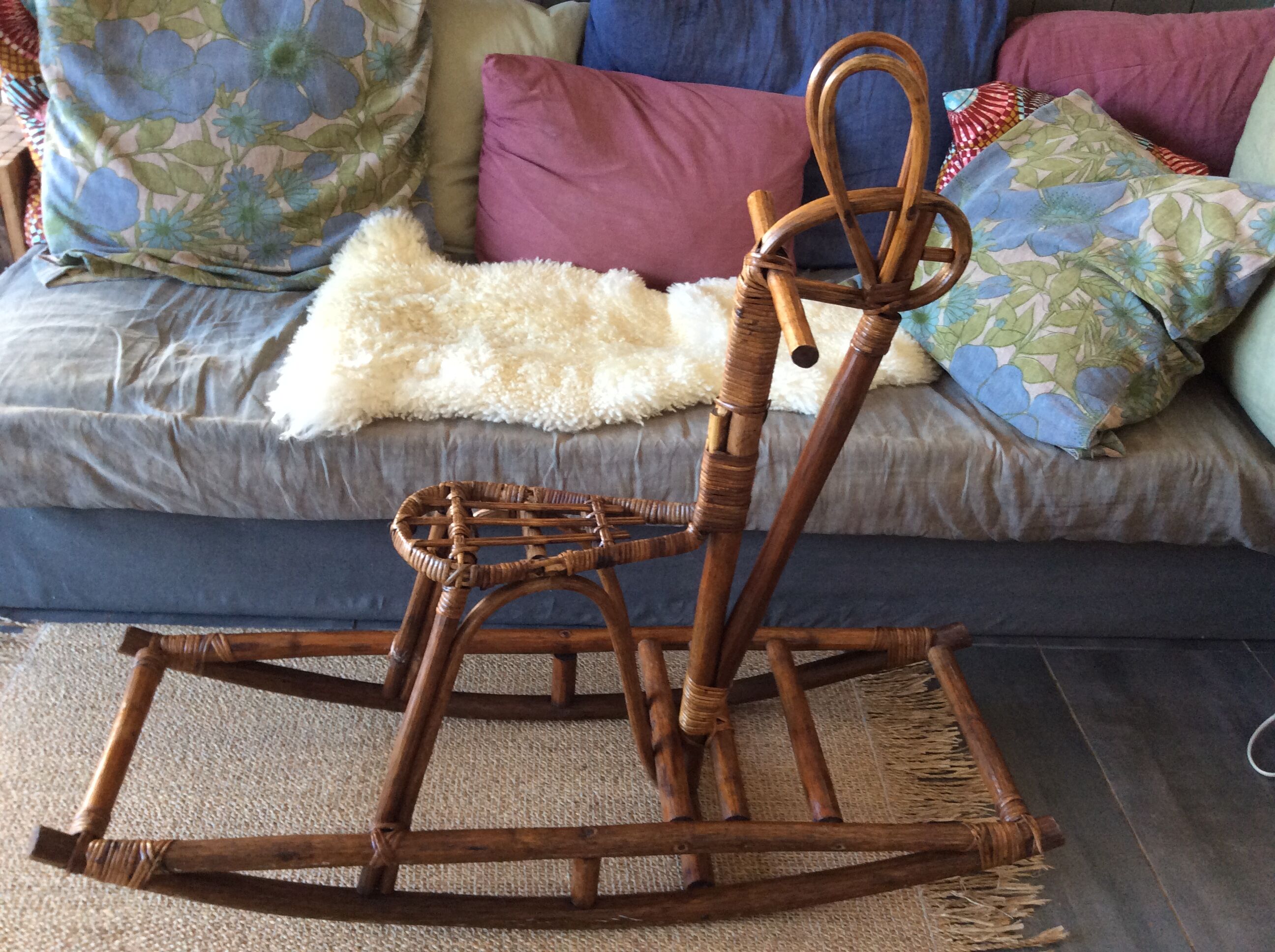 Rattan rocking horse