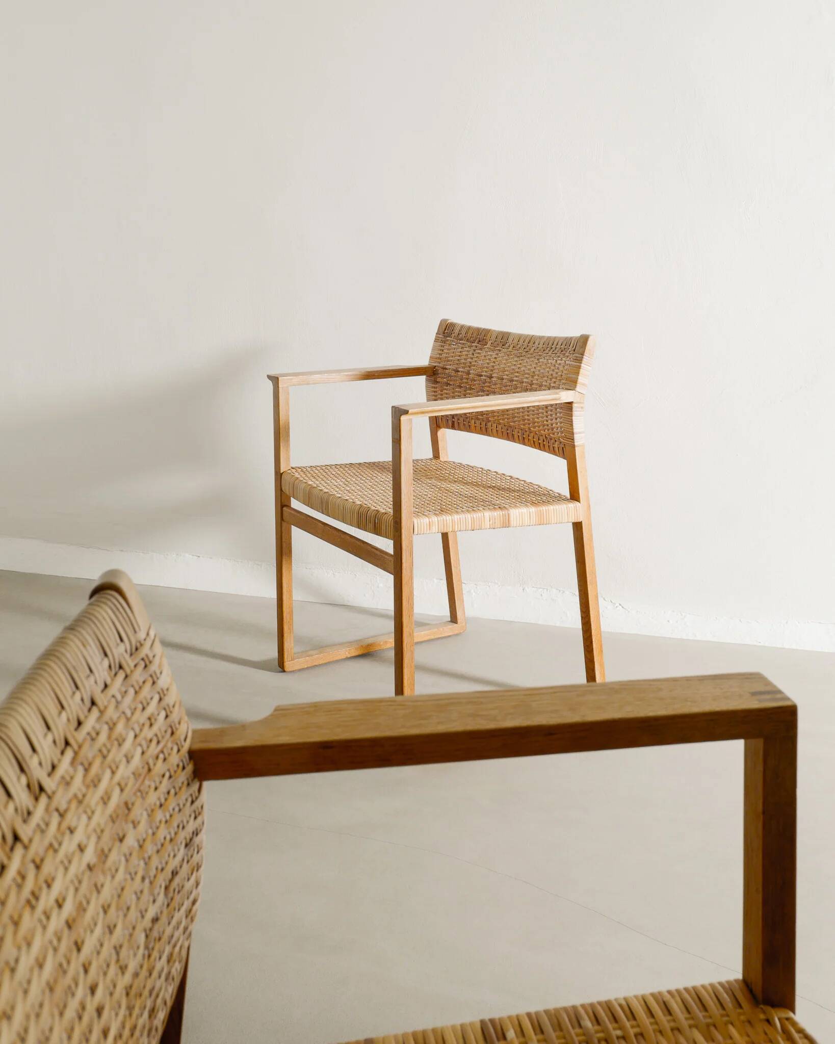 Pair of Vintage Danish Børge Mogensen BM-62 Wooden Armchairs, 1960s