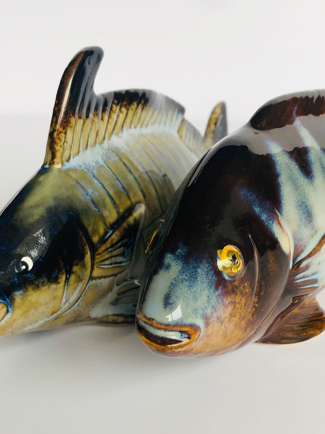2 fish in glazed ceramic vintage