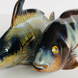 2 fish in glazed ceramic vintage