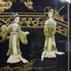 Vintage Chinese black lacquer cabinet soapstone, mother-of-pearl bohemia