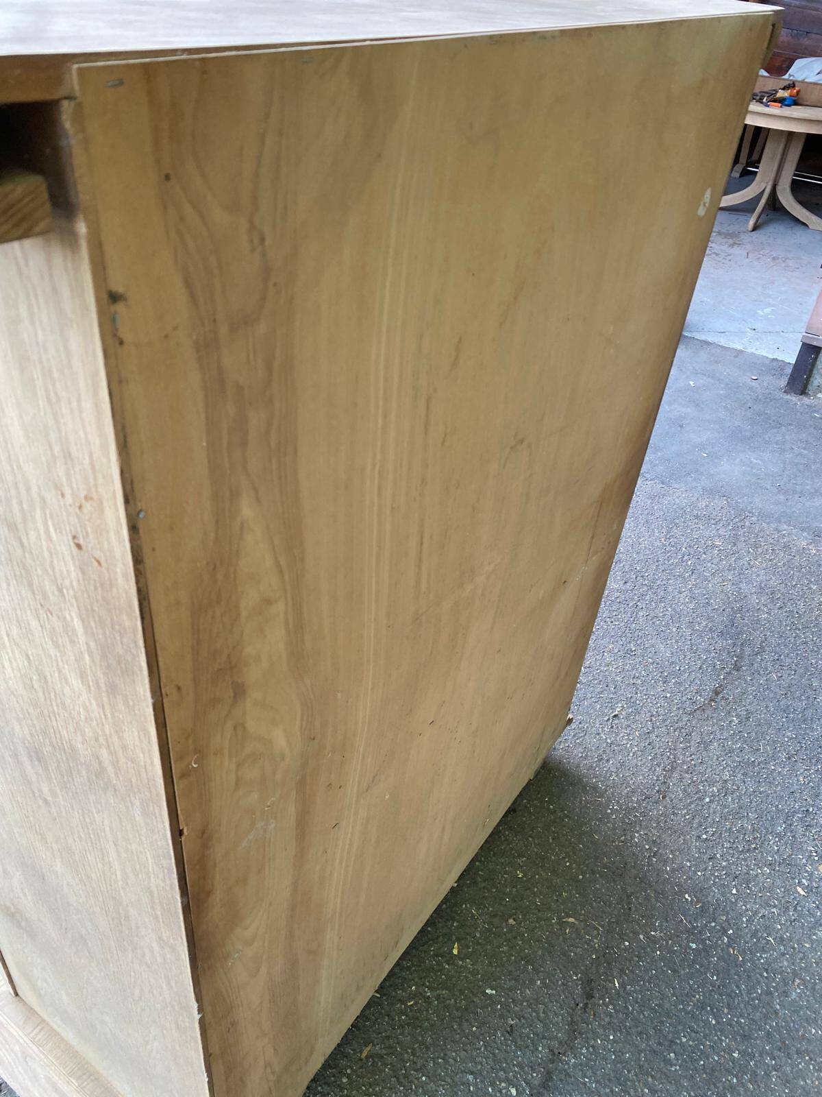 Buffet armoire with 4 doors, diamond point, stripped in light oak from the 1970s.