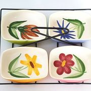 Basket of 4 vintage ceramic aperitif bowls from France, 1950s.