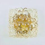 Mid-Century Amber Bubble Glass Wall Light or Flush Mount by Helena Tynell for Limburg, Germany, 1970